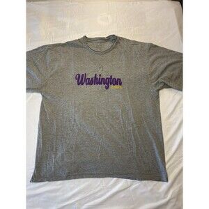 Vintage Washington Huskies UW Gray Short Sleeve Shirt Dawg Logo Stitched XXL